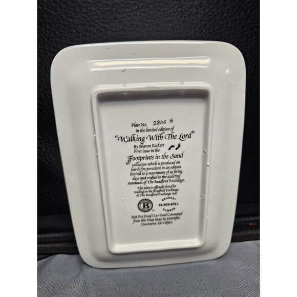 Walking with The Lord Footprints In The Sand Plate Table Top or Wall S Rickert - Picture 2 of 5